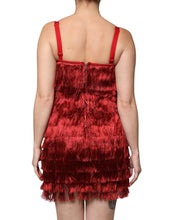 Dolce & Gabbana Red Lace Tassel Sleeveless Sheath Mini Dress
