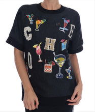 Black Brocade Cocktail Crystal Sweater Dolce & Gabbana