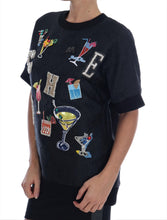 Black Brocade Cocktail Crystal Sweater Dolce & Gabbana
