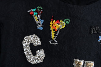 Black Brocade Cocktail Crystal Sweater Dolce & Gabbana