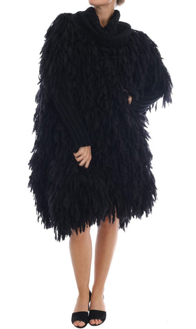Black Fringes Wool Pullover Sweater Dolce & Gabbana