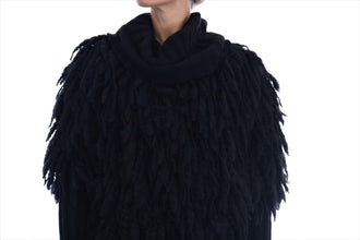Black Fringes Wool Pullover Sweater Dolce & Gabbana