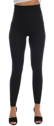 Gray Cashmere Ribbed Stretch Tights Dolce & Gabbana