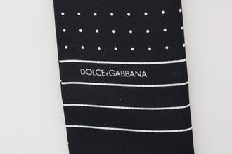 Dark Blue Polka Dotted Silk Scarf Dolce & Gabbana
