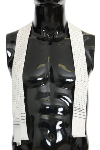 White Polka Dotted Silk Skinny Scarf Dolce & Gabbana