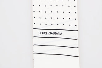 White Polka Dotted Silk Skinny Scarf Dolce & Gabbana