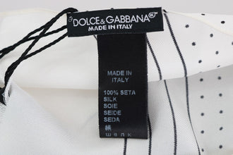White Polka Dotted Silk Skinny Scarf Dolce & Gabbana