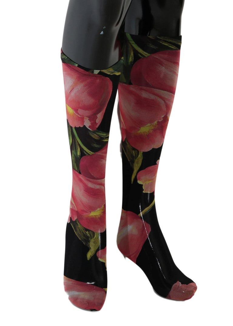 Multicolor Floral Tulip Nylon Socks Dolce & Gabbana