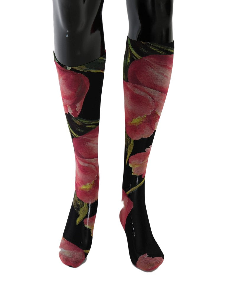 Multicolor Floral Tulip Nylon Socks Dolce & Gabbana