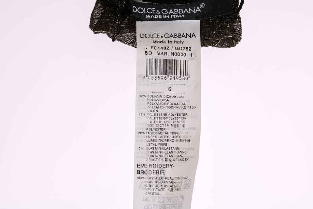 Black Stretch Floral Clear Crystal Socks Dolce & Gabbana