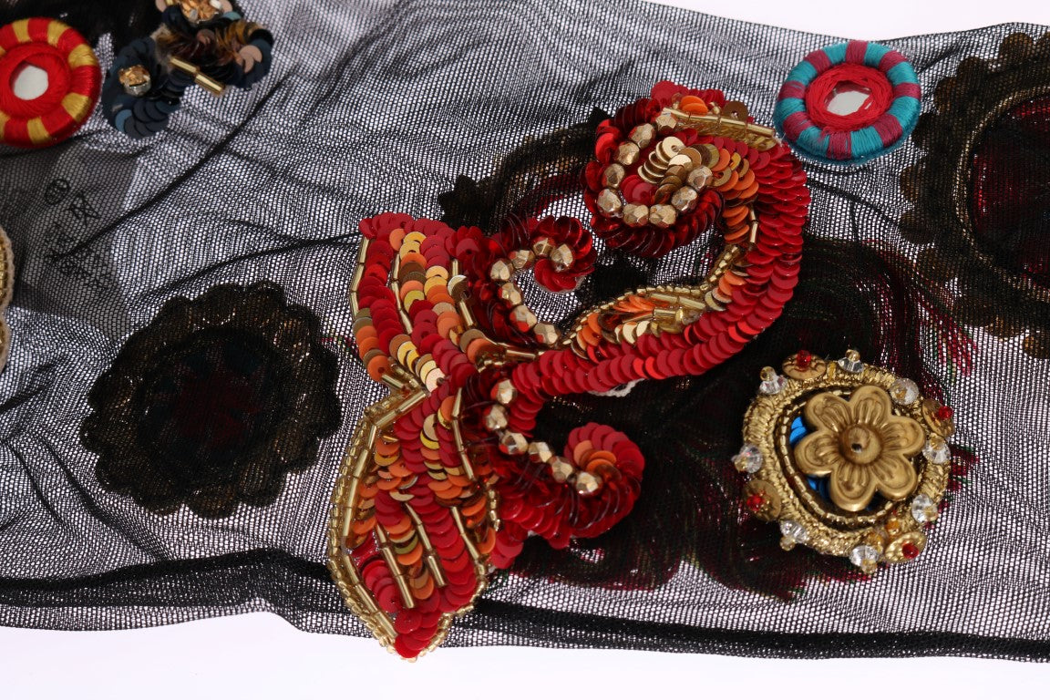 Black Stretch Carretto Crystal Socks Dolce & Gabbana