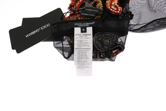 Black Stretch Carretto Crystal Socks Dolce & Gabbana