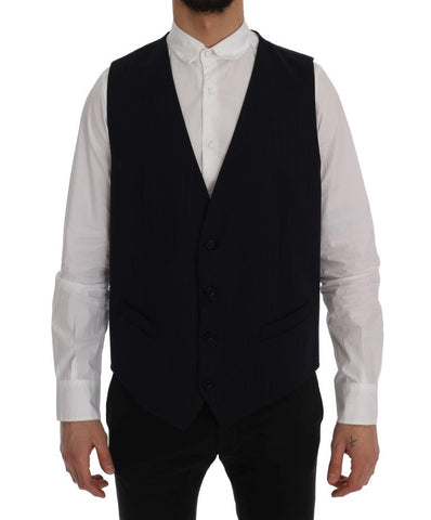 Blue STAFF Wool Stretch Vest Dolce & Gabbana