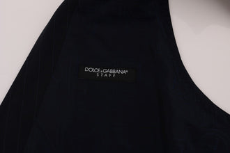 Blue STAFF Wool Stretch Vest Dolce & Gabbana