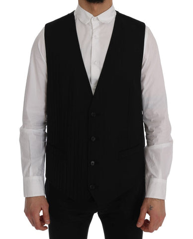 Black STAFF Wool Stretch Vest Dolce & Gabbana