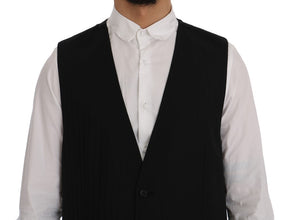 Black STAFF Wool Stretch Vest Dolce & Gabbana