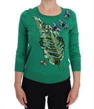 Green Silk Crystal Banana Sweater Dolce & Gabbana