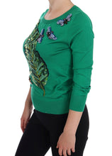 Green Silk Crystal Banana Sweater Dolce & Gabbana