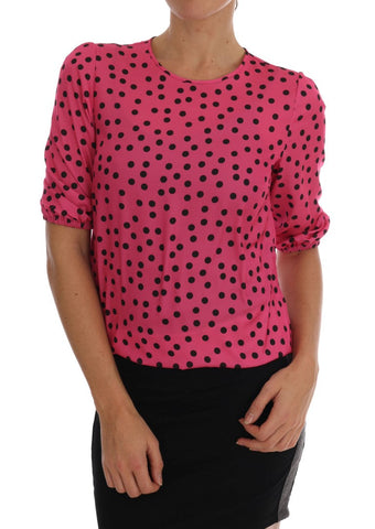 Pink Polka Dotted Silk Blouse Dolce & Gabbana