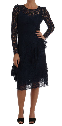 Blue Taormina Floral Lace Sheath Dress Dolce & Gabbana
