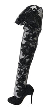 Black Floral Embroidered Socks Boots Dolce & Gabbana