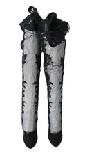 Black Floral Embroidered Socks Boots Dolce & Gabbana