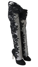 Black Floral Embroidered Socks Boots Dolce & Gabbana
