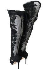 Black Floral Embroidered Socks Boots Dolce & Gabbana