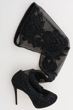 Black Floral Embroidered Socks Boots Dolce & Gabbana