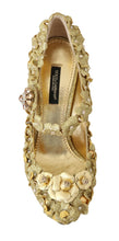 Gold Floral Crystal Mary Janes Pumps Dolce & Gabbana