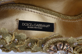 Gold Floral Crystal Mary Janes Pumps Dolce & Gabbana