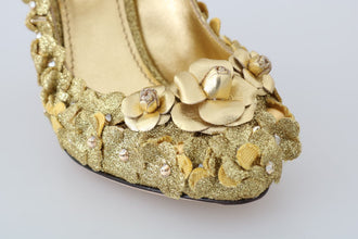 Gold Floral Crystal Mary Janes Pumps Dolce & Gabbana