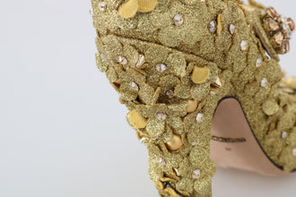 Gold Floral Crystal Mary Janes Pumps Dolce & Gabbana