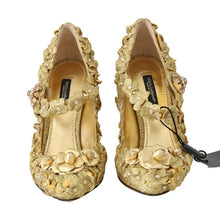 Gold Floral Crystal Mary Janes Pumps Dolce & Gabbana