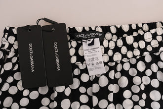 Black White Polka Dottes Silk Pants Dolce & Gabbana