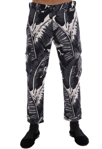 Gray Banana Leaf Cotton Pants Dolce & Gabbana