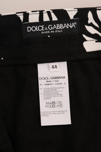 White Black Leaf Cotton Stretch Slim Pants Dolce & Gabbana