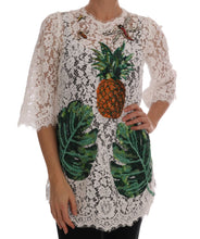 White Crystal Embellished Lace Blouse Dolce & Gabbana