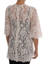 White Crystal Embellished Lace Blouse Dolce & Gabbana
