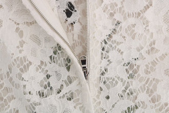 White Crystal Embellished Lace Blouse Dolce & Gabbana