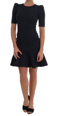 Black Blue Flare Mini Dress Dolce & Gabbana