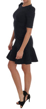 Black Blue Flare Mini Dress Dolce & Gabbana