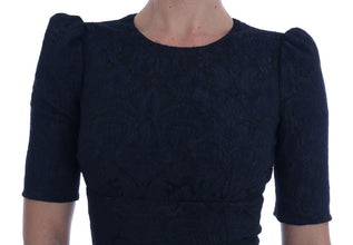 Black Blue Flare Mini Dress Dolce & Gabbana