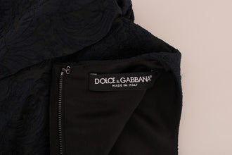 Black Blue Flare Mini Dress Dolce & Gabbana