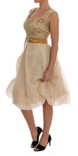Gold Silk Crystal Embellished Dress Dolce & Gabbana