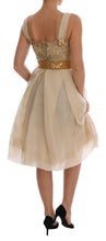 Gold Silk Crystal Embellished Dress Dolce & Gabbana