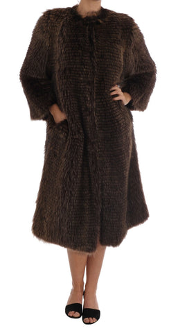 Brown Raccoon Fur Coat Jacket Dolce & Gabbana