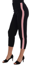 Black Stretch Pink Stripes Capri Pants Dolce & Gabbana