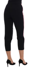 Black Stretch Pink Stripes Capri Pants Dolce & Gabbana