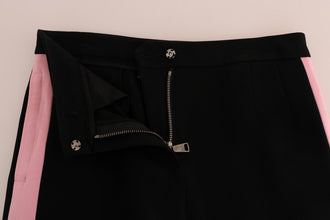 Black Stretch Pink Stripes Capri Pants Dolce & Gabbana